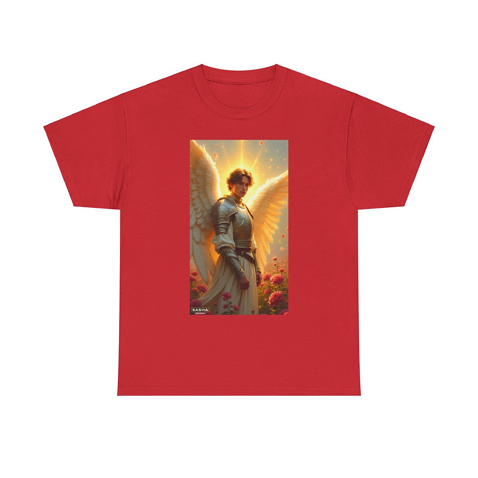 Thumbnail: Guardian Angel In Flowers Unisex Cotton Tee