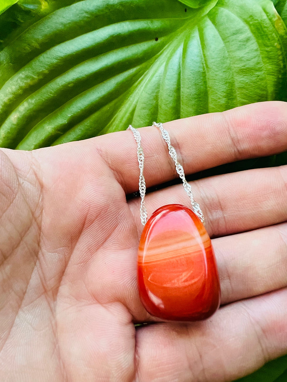 Thumbnail: Carnelian Pendant With Sterling Silver Chain 