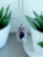 Thumbnail: 9ct White Gold Amethyst And Diamond Pendant