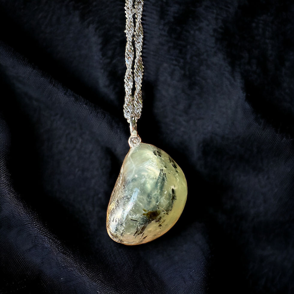 Thumbnail: Prehnite With Epidote Pendant With Sterling Silver Chain