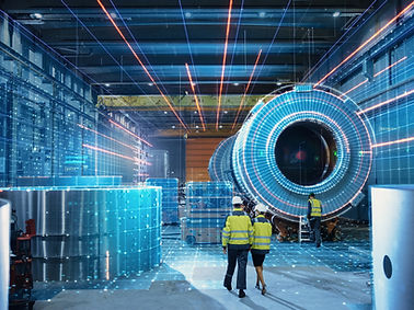 Futuristic Technology Concept_ Team of Engineers and Professionals Workers in Heavy Indust