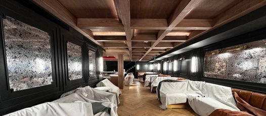 Two rows of Luminux Antique Mirrors in a Windowless Speakeasy - Dallas, TX