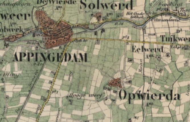 Kaart Opwierde rond 1865