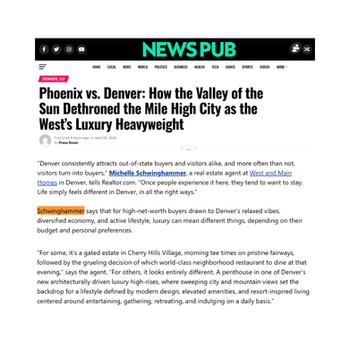 NewsPub – April 28, 2026. Contributor: Michelle Schwinghammer. Provided expert analysis of the luxury market in Denver. Read article →