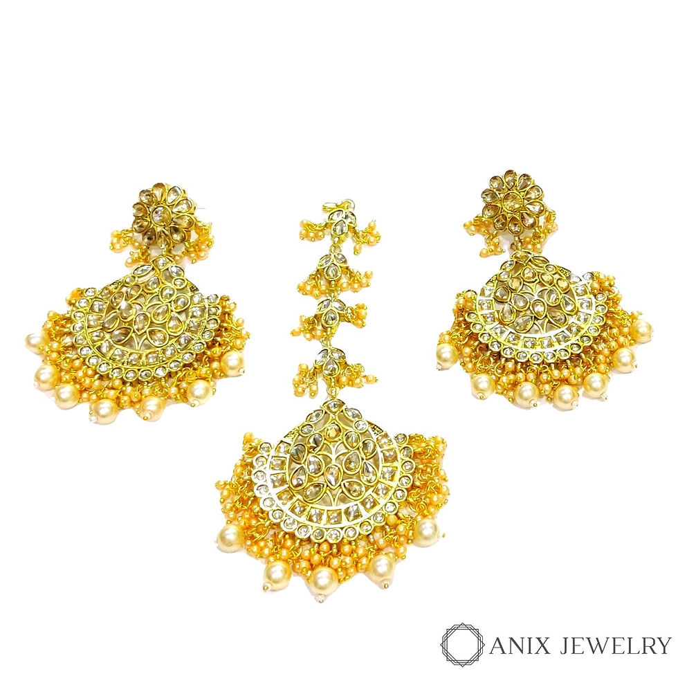Thumbnail: Kundan Faux Pearl Bridal Jewelry Utsav necklace set forWomen
