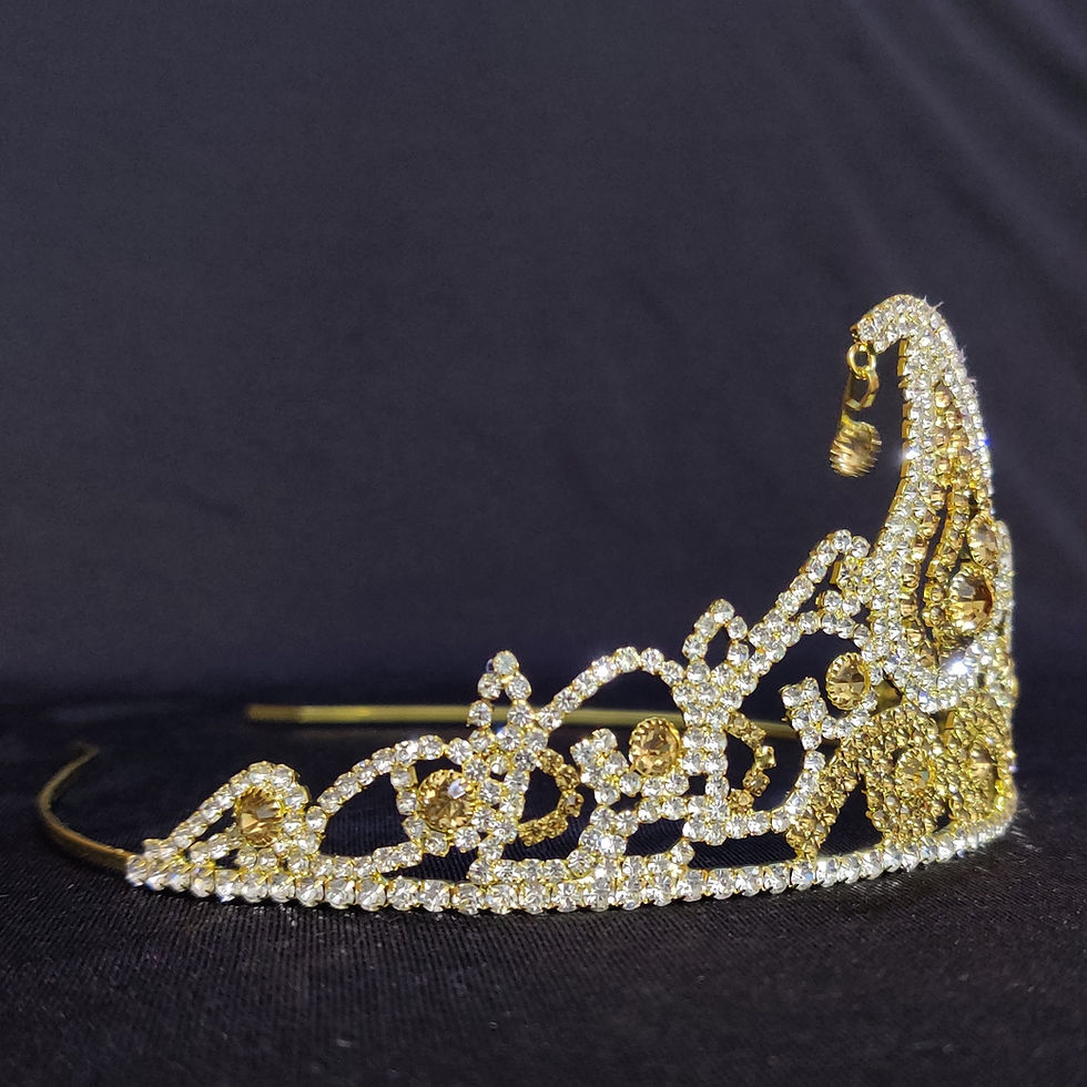Thumbnail: Diamond drop crown tiara for girls and women,Silver,Pack of 1