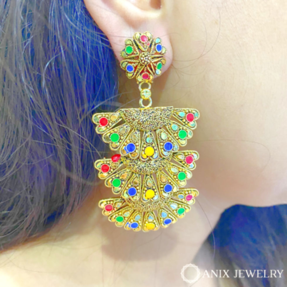 Thumbnail: Saavan 3 layered colorful earrings