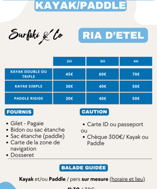 Paddleboard rental prices Morbihan Etel