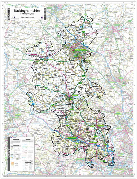 A ordinance survey view of Buckinghamshire.