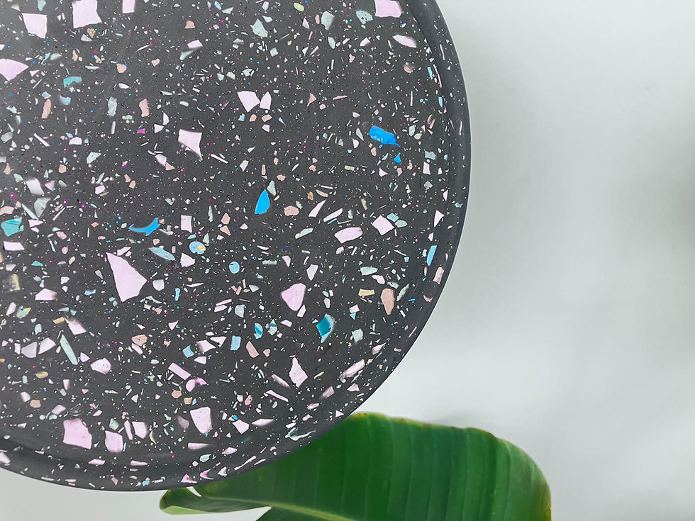 Thumbnail: Taartschotel - Terrazzo Zwart met fijne multicolor Glitters