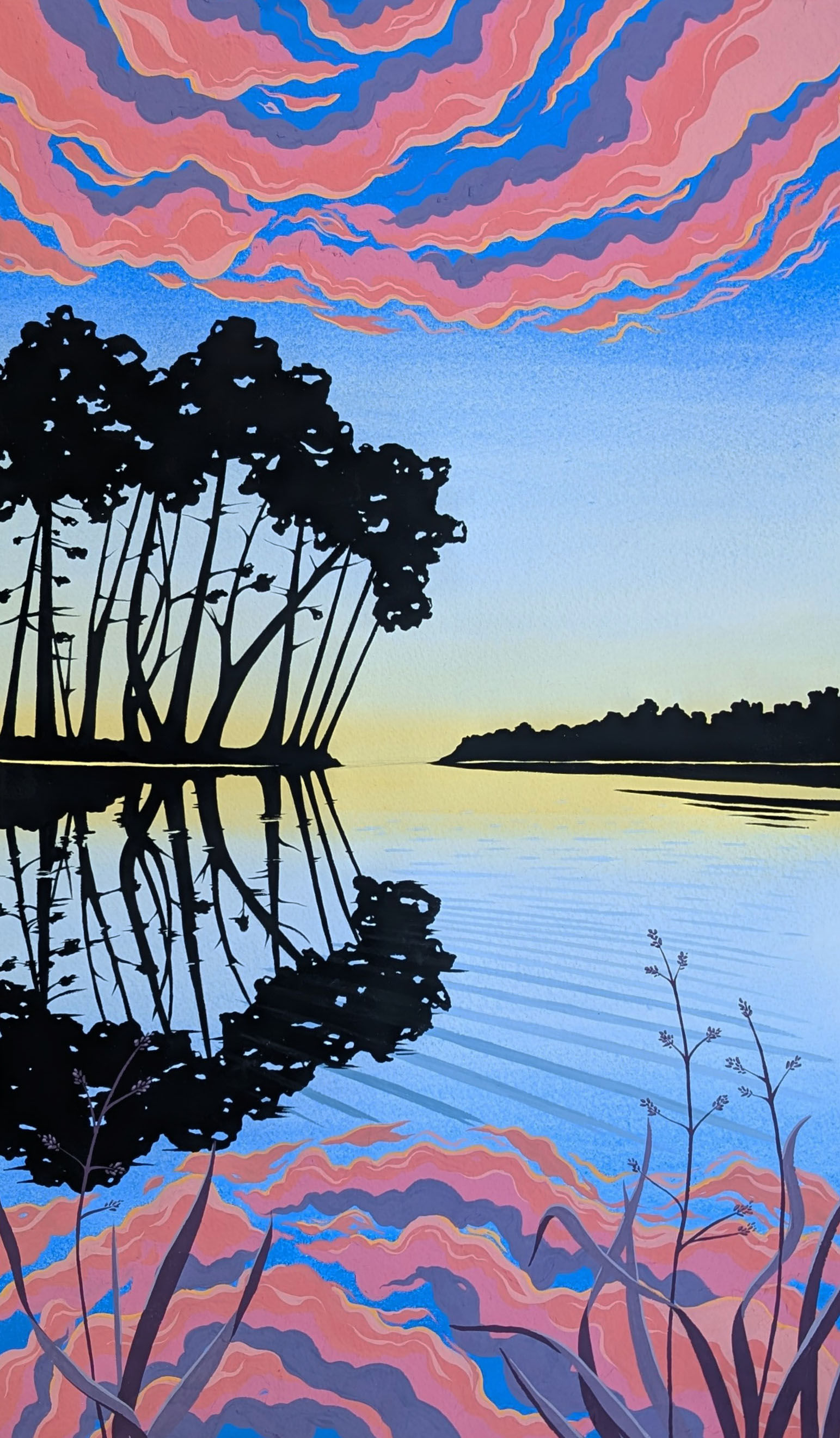 Sunset reflections at Shell bay - ORIGINALS - NICKY STOCKLEY