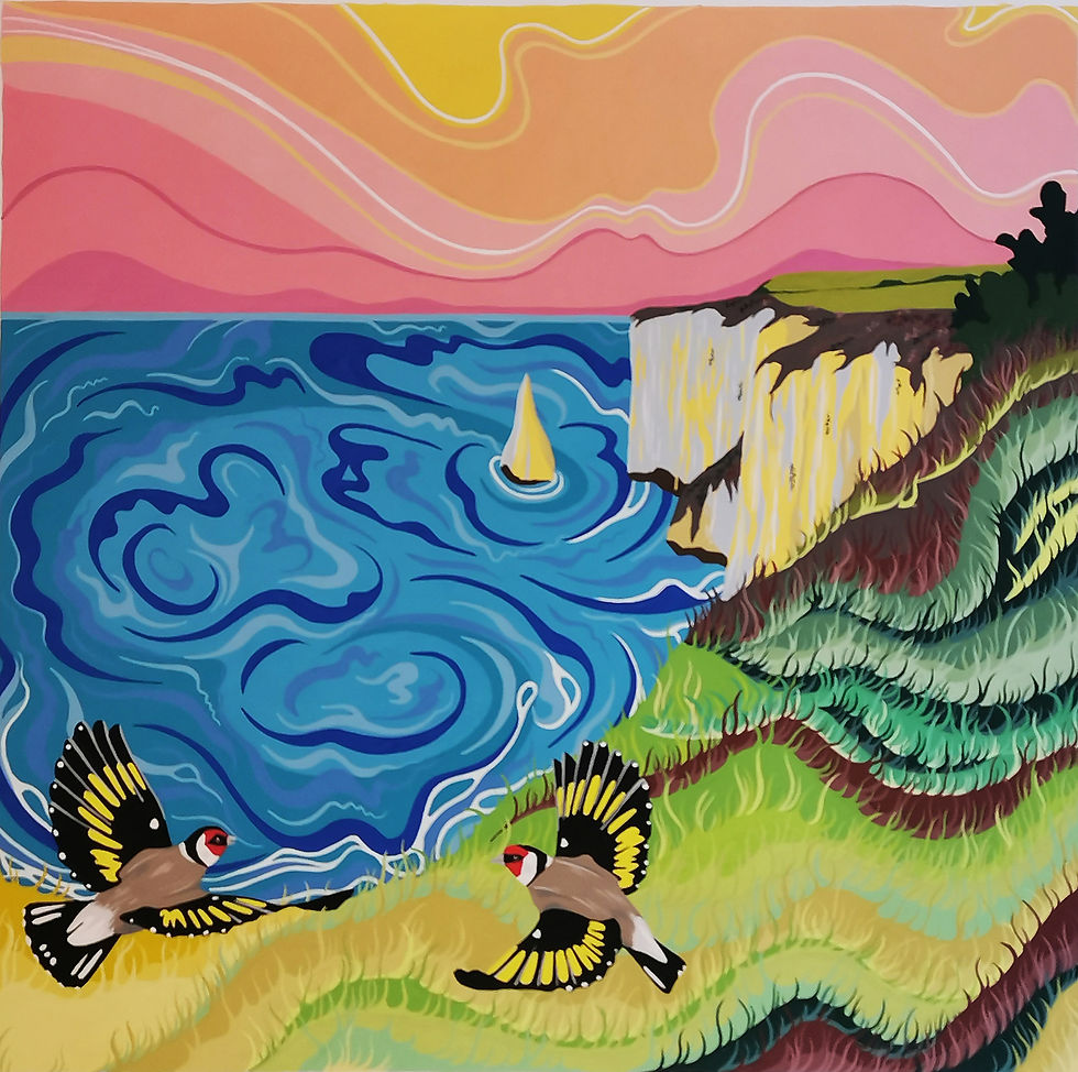 Goldfinches at the Pinnacle - PRINT - NICKY STOCKLEY