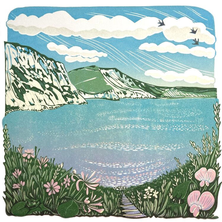 Mupe Bay, Lino print - PRINT - REBECCA DRURY