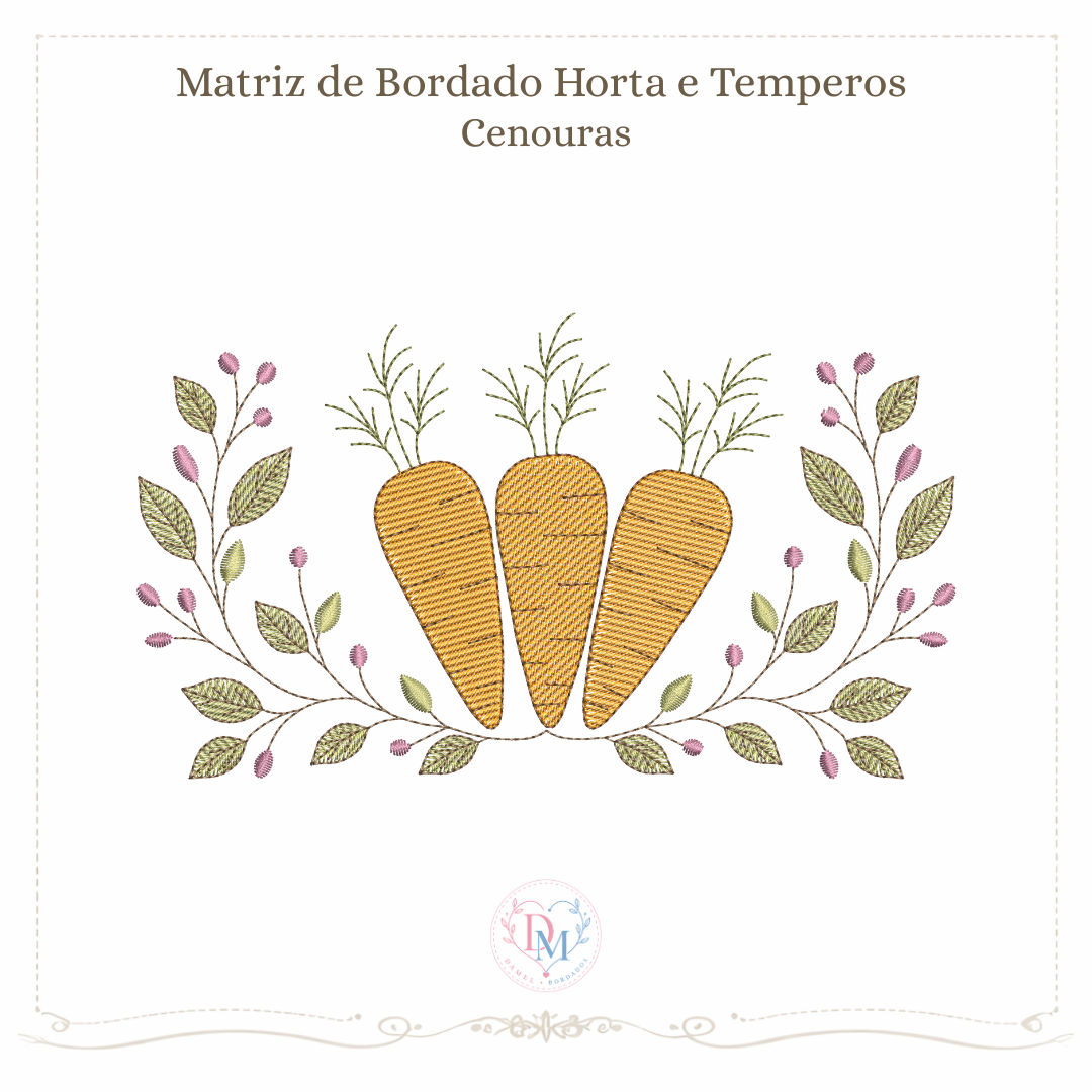 matriz de bordado com imagens de legumes sobre um arco de folhas de temperos ideal para panos de pratos