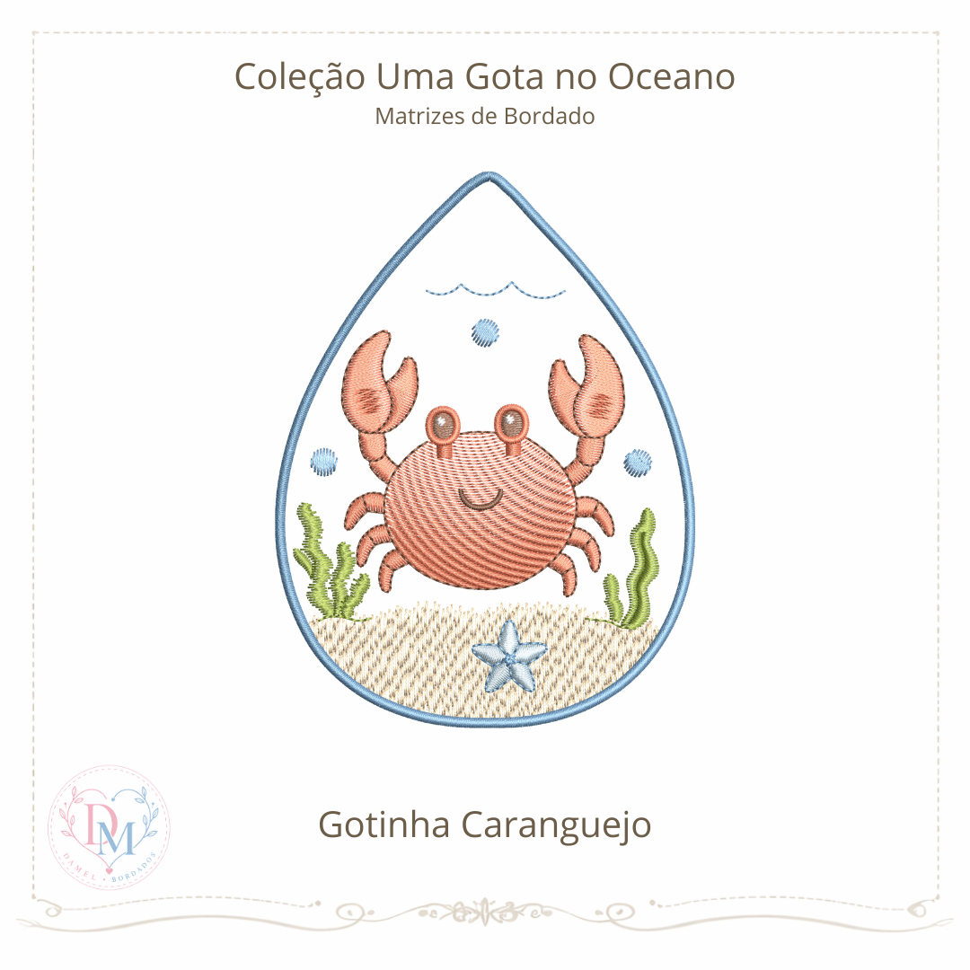matriz de bordado tras varios bichinho do oceano dentro de uma gota em pontos leves ideal fraldinhas bordadas