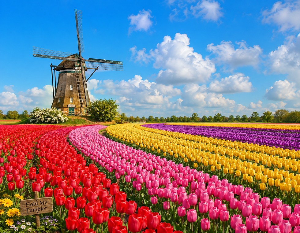 Design 238 — Tulip Fields Windmill original decorative artwork