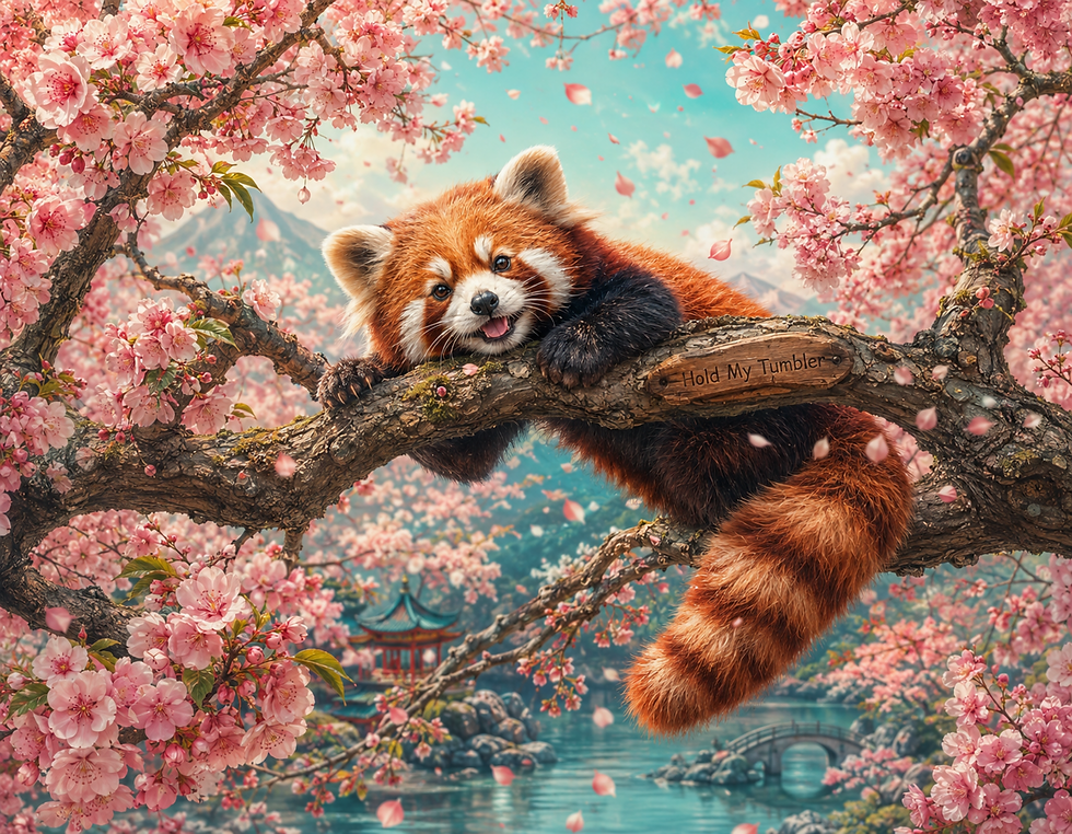 Design 219 — Red Panda Cherry Blossoms animal-inspired artwork