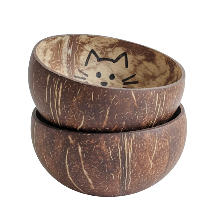 Tigela Eco Pet De Coco Natural Para Gatos -500ml