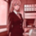 A woman dressed in a suit.