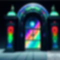 a cosmic gate in the middle of an empty hall.
