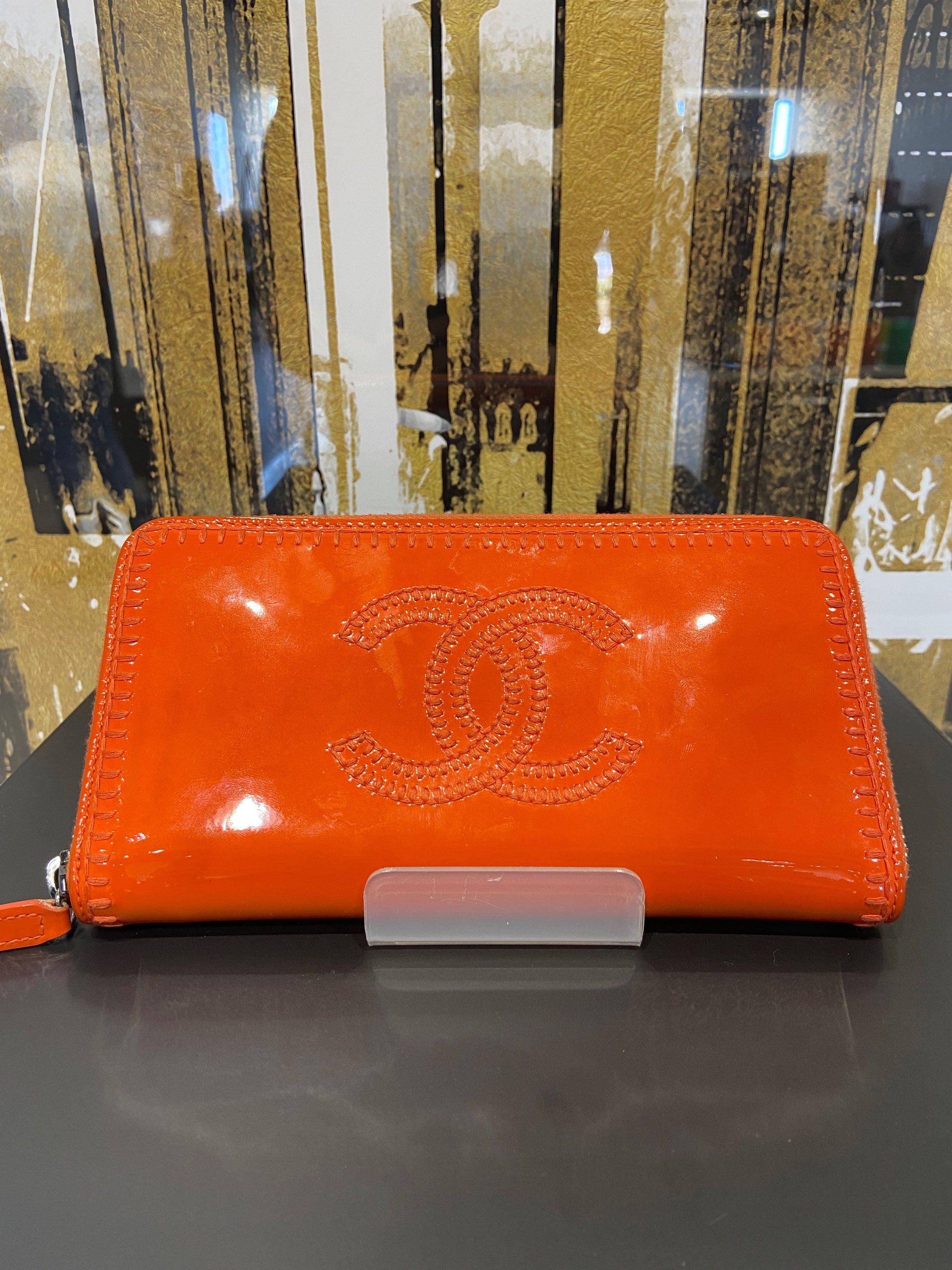 Chanel CC Whipstitch Patent Purse 