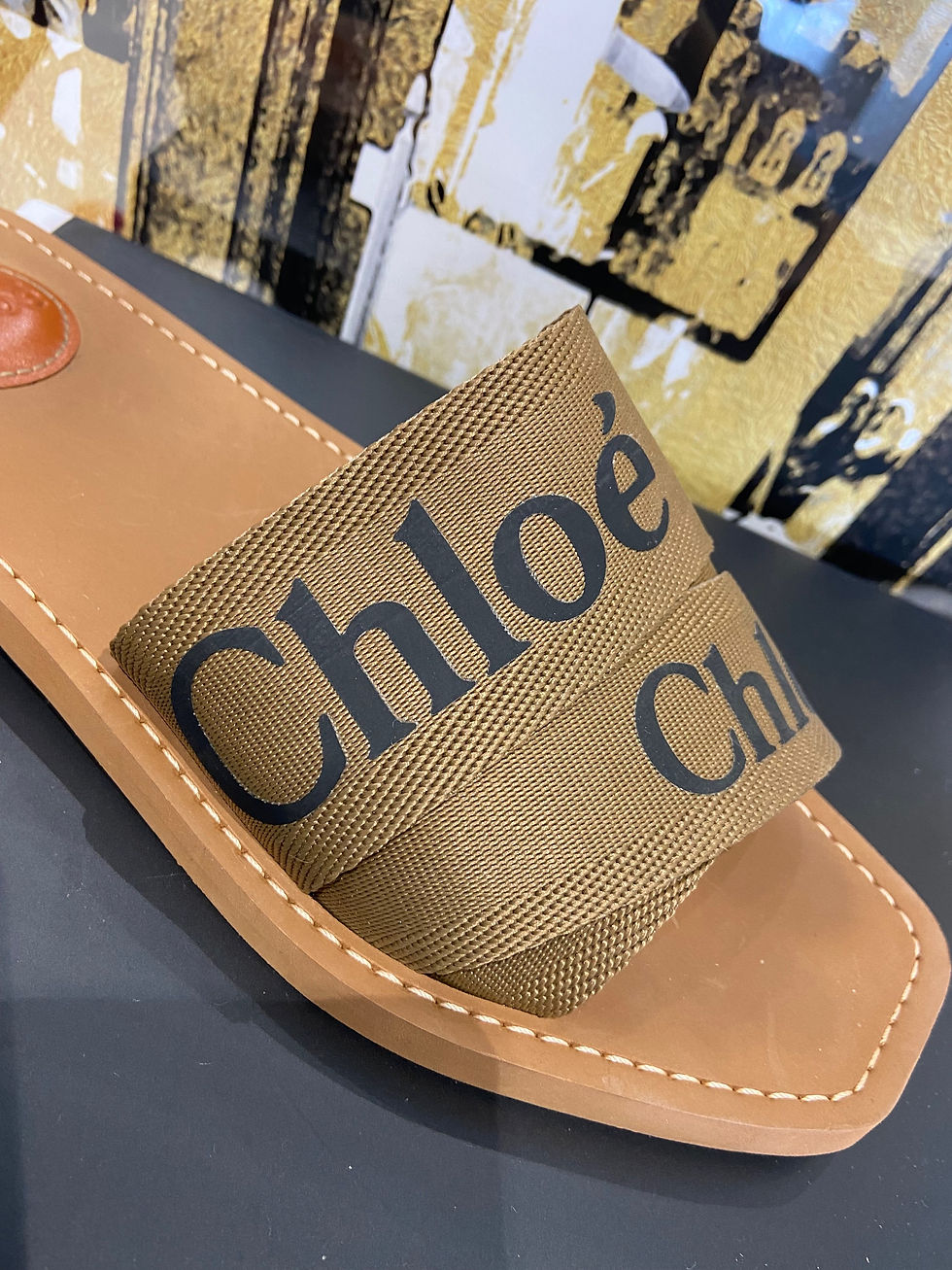 Thumbnail: Chloe Woody Canvas Flat Mule 