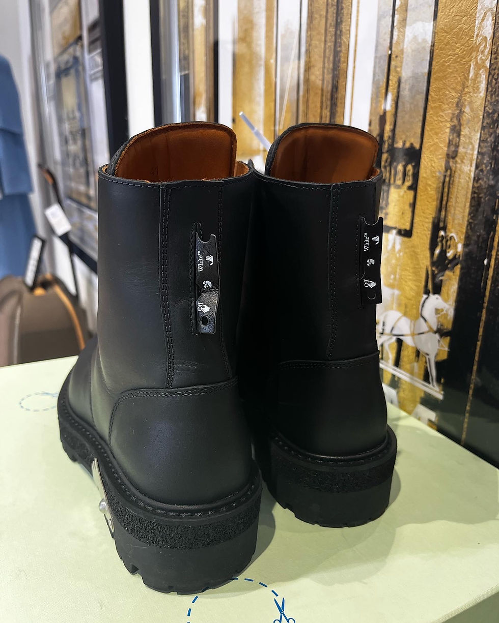 Thumbnail: Off-White Black Leather Lace Up Boots