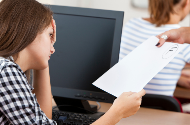 A student encountering challenges with unfavourable grades.