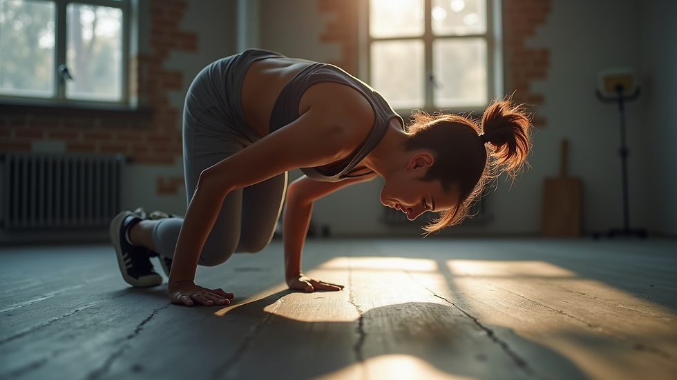 Close-up view of a person performing a burpee