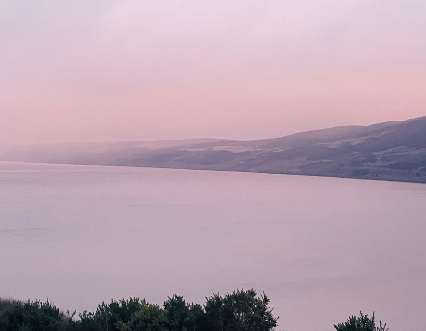 Sunset on Loch Ness and Urquhart Castle