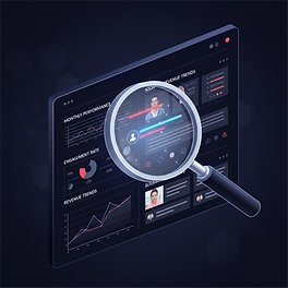 YouTube channel audit showing analytics review, thumbnail analysis, and performance improvement strategy