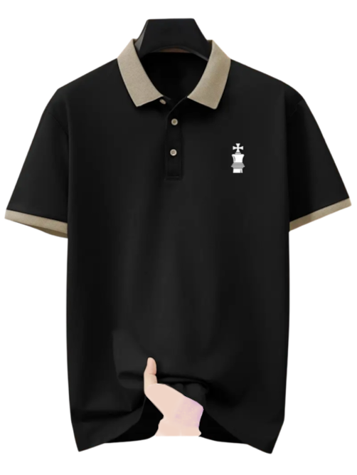 Miniatura: Playera Tipo Polo, Negra rey blanco