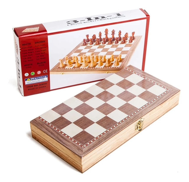 Miniatura: Ajedrez Magnético Madera Tablero de 9.5", Backgammon y Damas