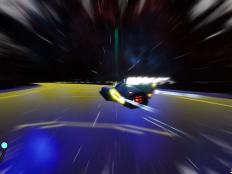 An exhaust plume from a resonator dish on the back of an anti-grav racing vehicle.