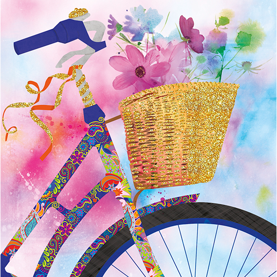 greeting card bike with mod flowers