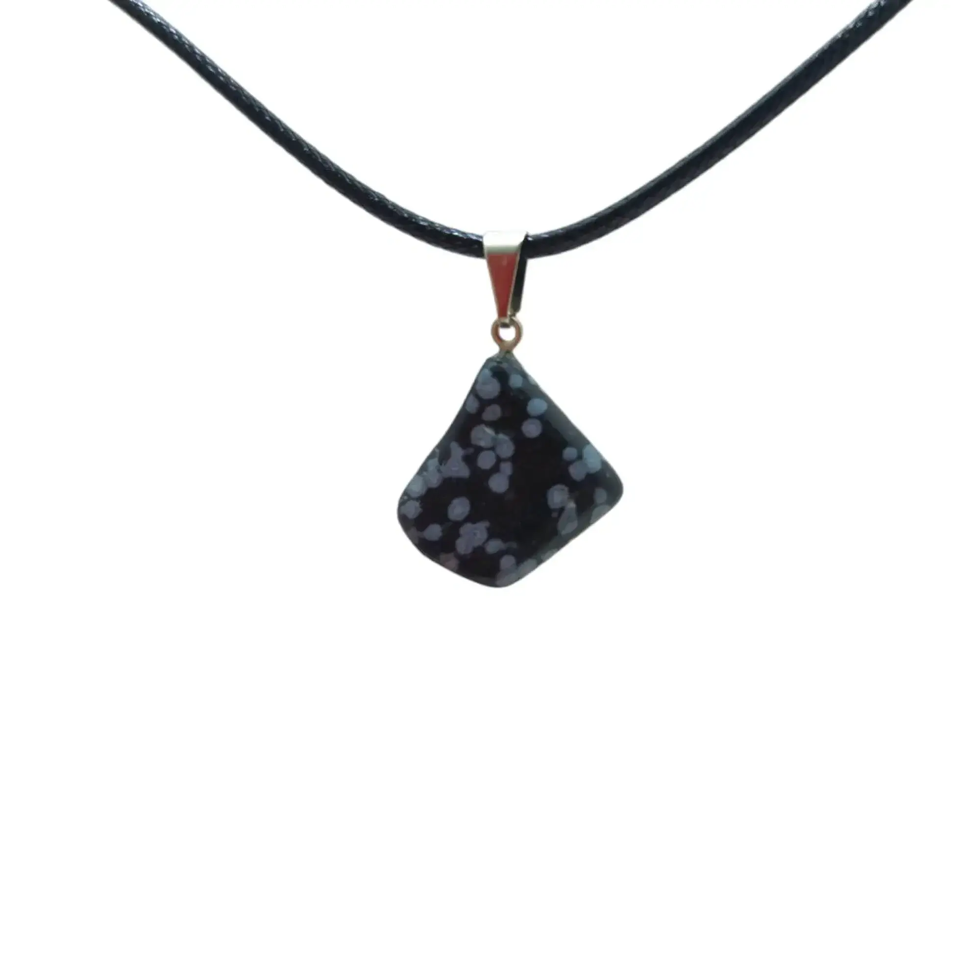 Pingente Obsidiana Floco de Neve com cordão