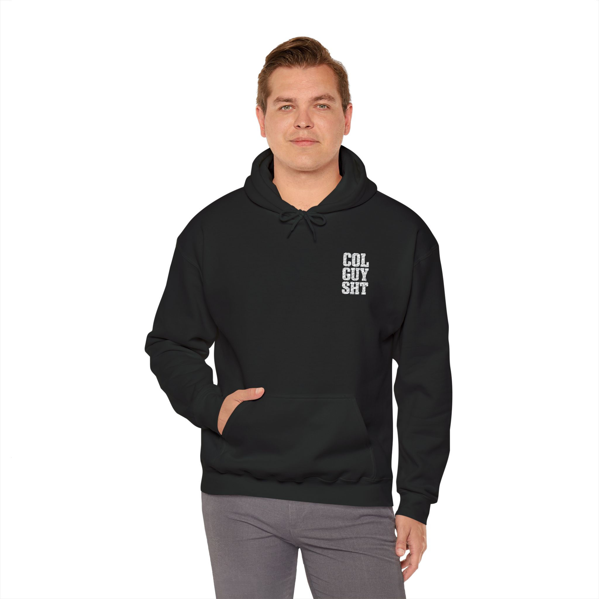 Cool Guy Sht Hoodie | Black Chest Text Graphic