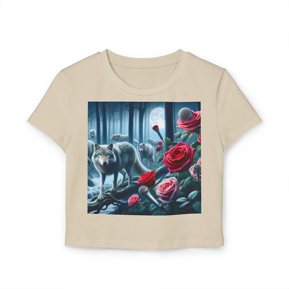 Thumbnail: "Mic's at Night" Women's Baby Tee – Mystical Floral Design