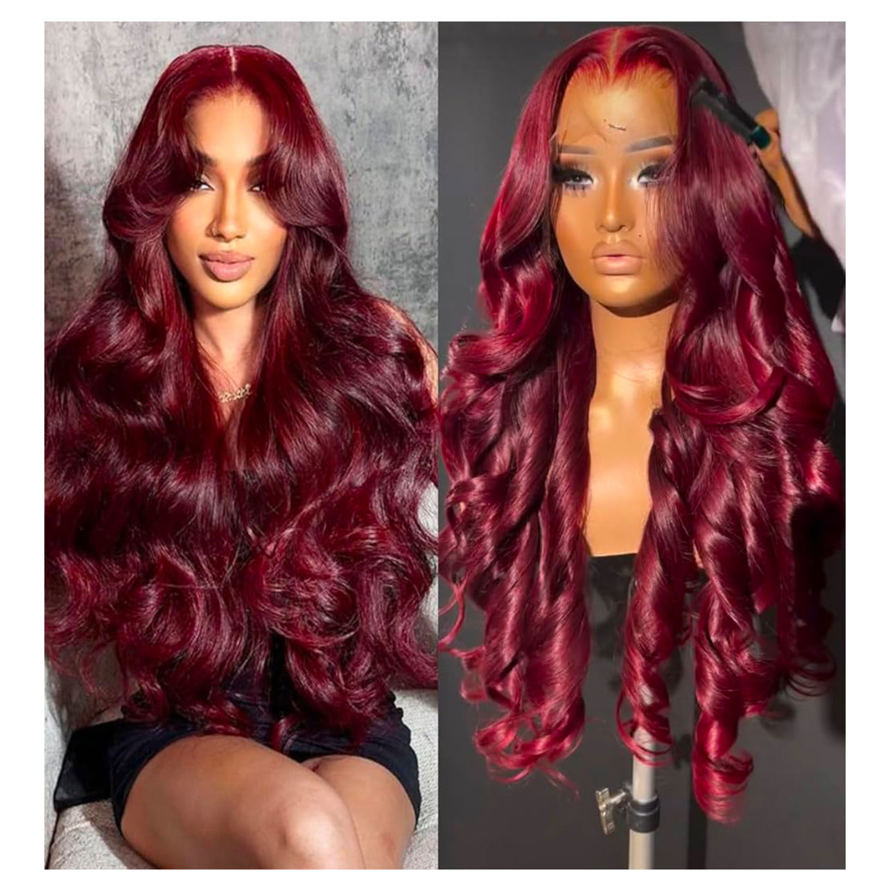 Red Burgundy Colored Wig Human 