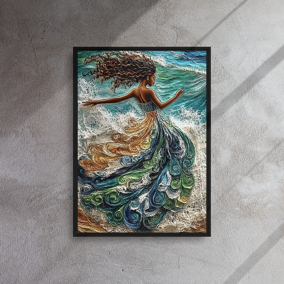 Miniaturbild: Gerahmtes Bild: spirit of water, Frau träg die Meeresbrandung als Kleid