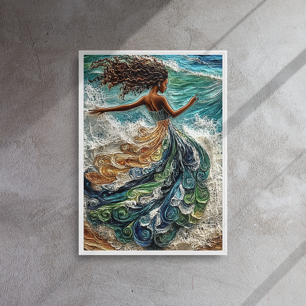 Miniaturbild: Gerahmtes Bild: spirit of water, Frau träg die Meeresbrandung als Kleid
