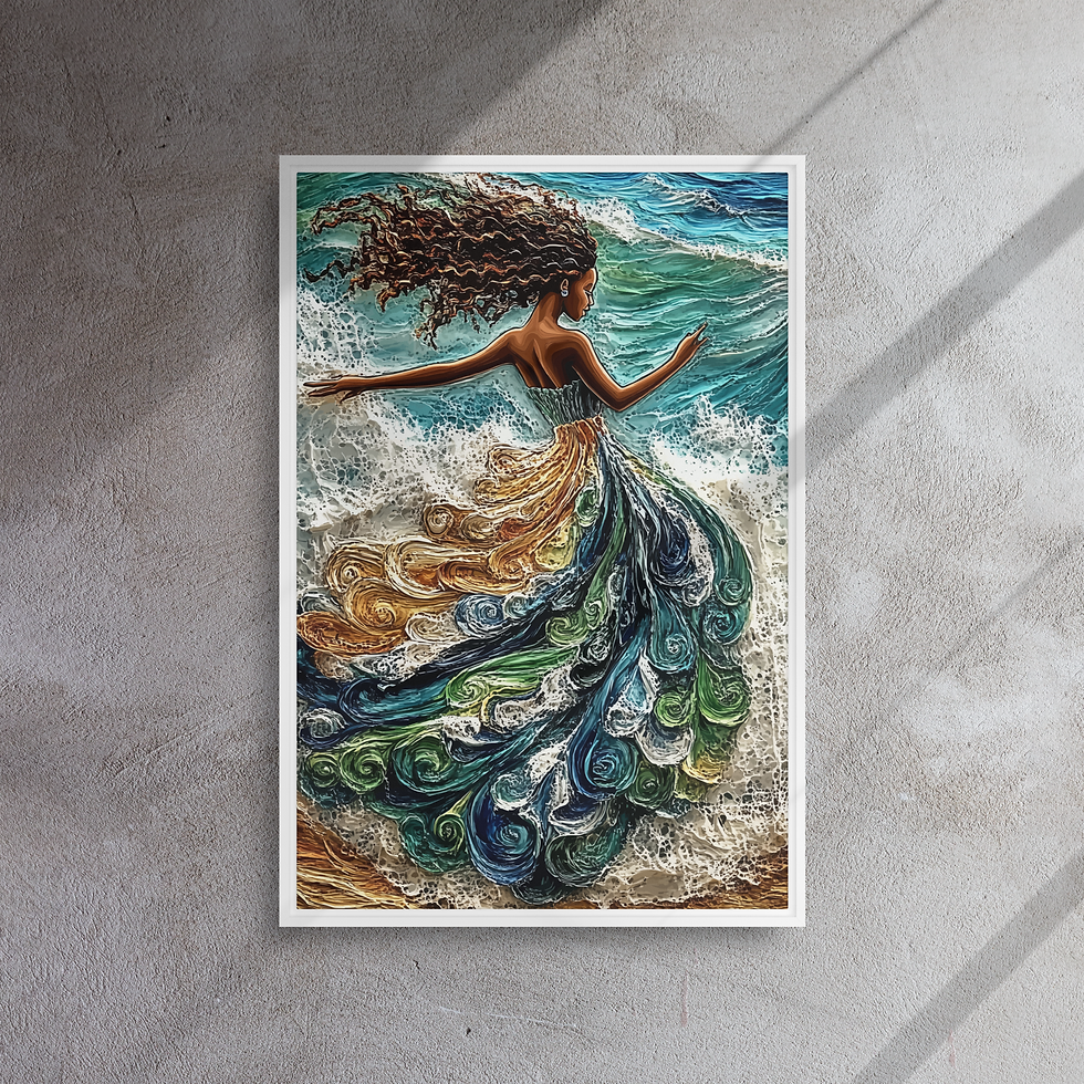 Miniaturbild: Gerahmtes Bild: spirit of water, Frau träg die Meeresbrandung als Kleid