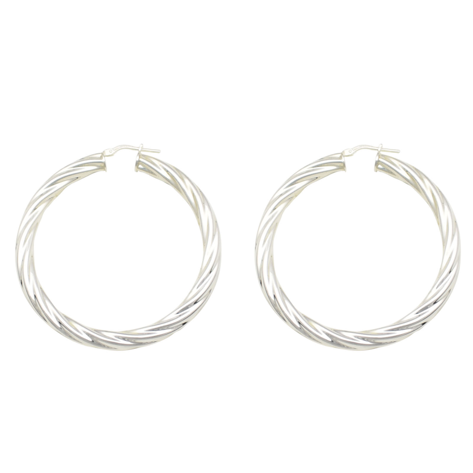 Sterling Silver Large Twisted Hoop Earrings