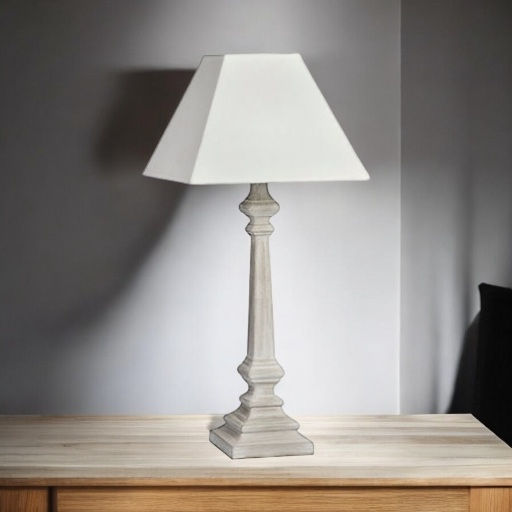 Pula White Washed Wooden Table Lamp