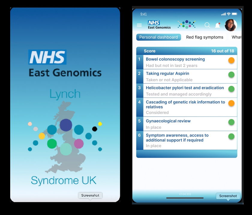 Lynch Syndrome App Visual and Menu