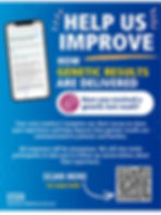 Have you received a genetic test result? Poster for recruiting research respondents with QR code.