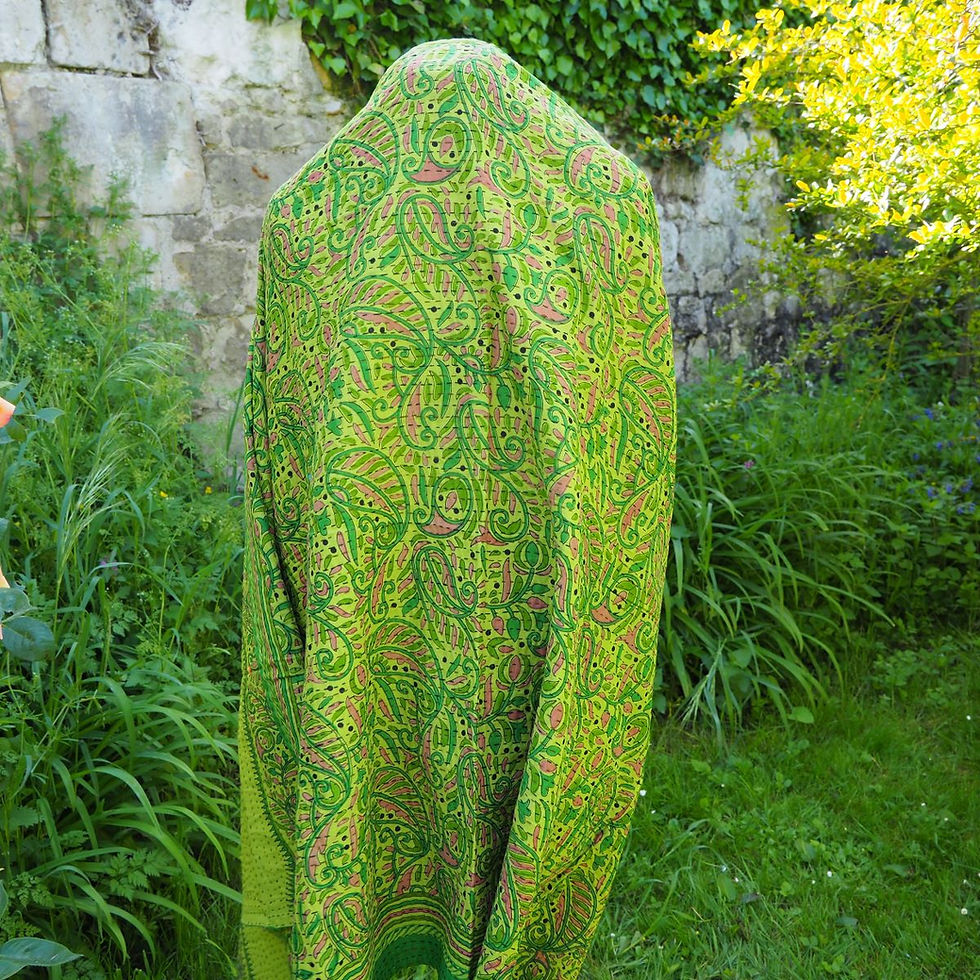 Miniature : Étole Kantha Salma Extra Large en Coton Recyclé – Brodée à la Main