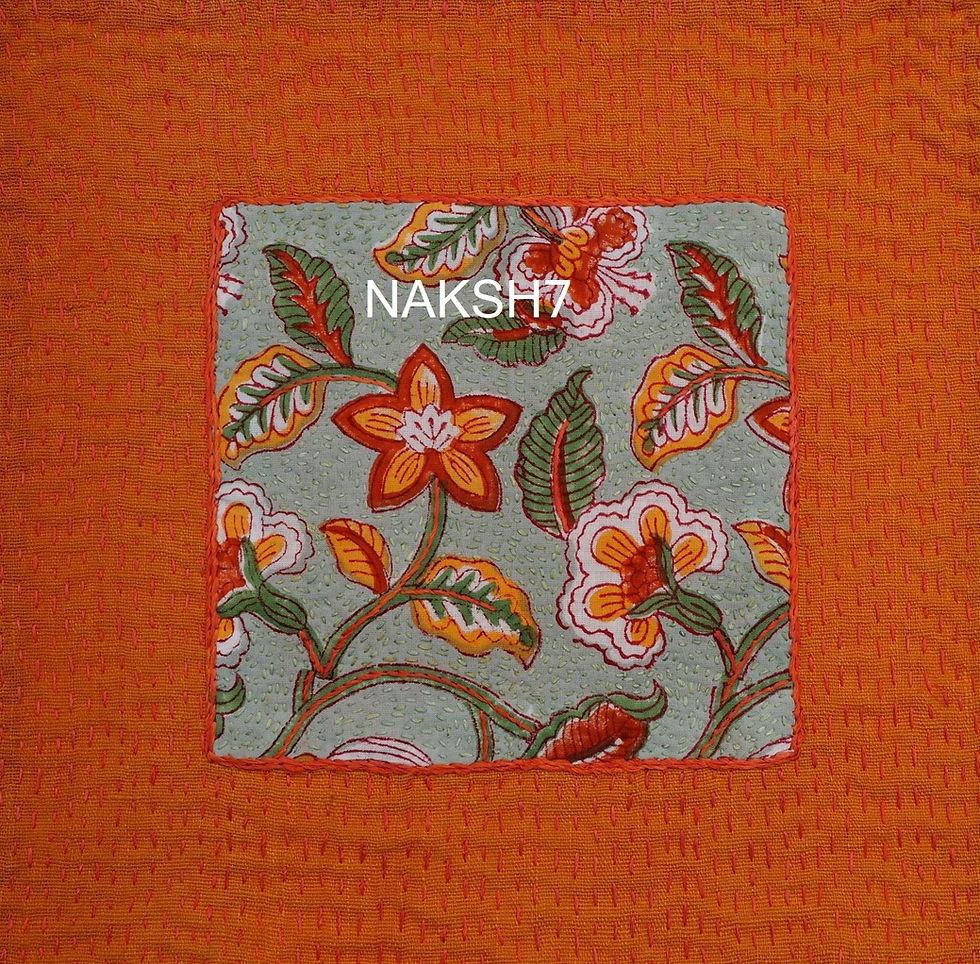 Miniature : Écharpe Kantha Alyha: motif floral, NAKSH7, tons rose/marron