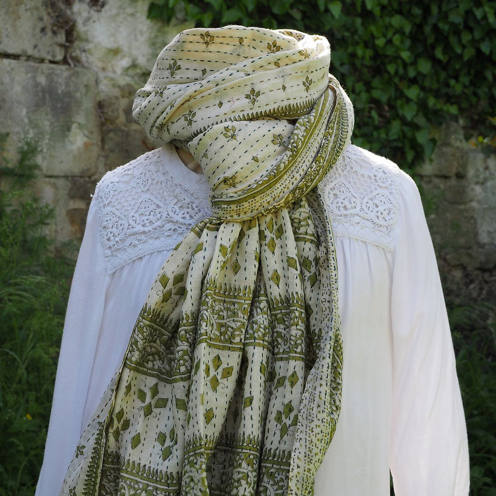 Miniature : Étole Kantha Salma Extra Large en Coton Recyclé – Brodée à la Main