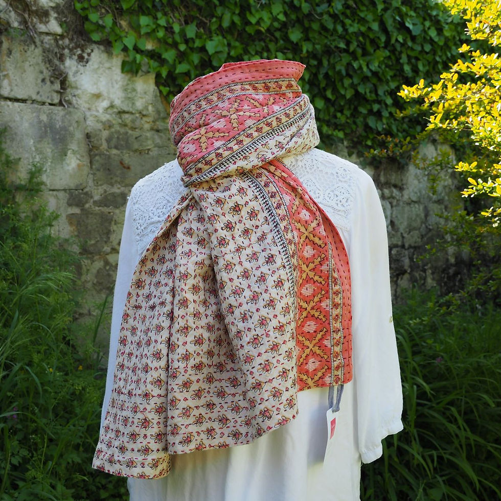 Miniature : Étole Kantha Salma Extra Large en Coton Recyclé – Brodée à la Main